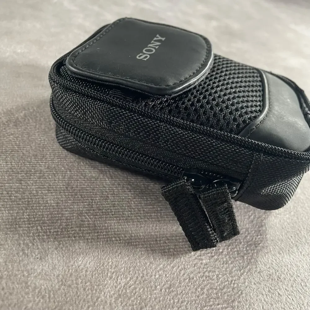 Sony LCS-CSQ Compact Digital Camera Case Bag Black Nylon Mesh Zipper Pouch